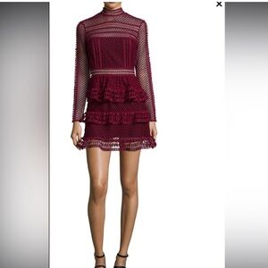 Burgundy Self Portrait dress. Only worn once, great condition. .